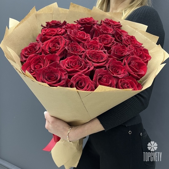 Букет из 25 красных роз Премиум
