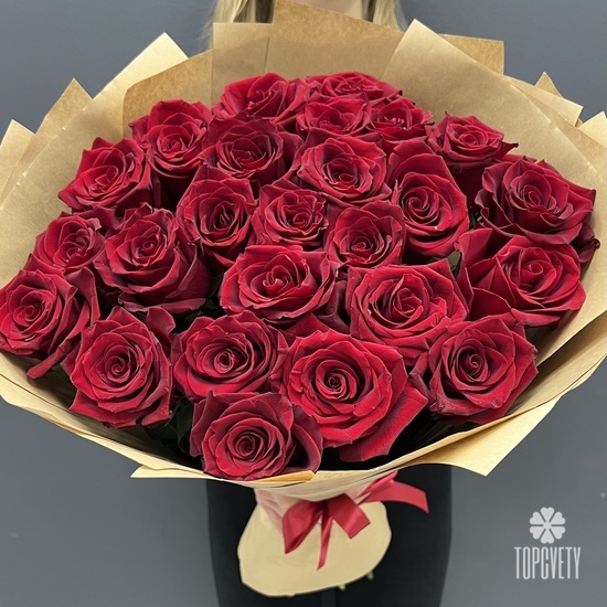 Букет из 25 красных роз Премиум