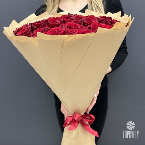 Букет из 25 красных роз Премиум