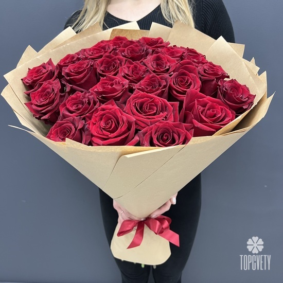 Букет из 25 красных роз Премиум
