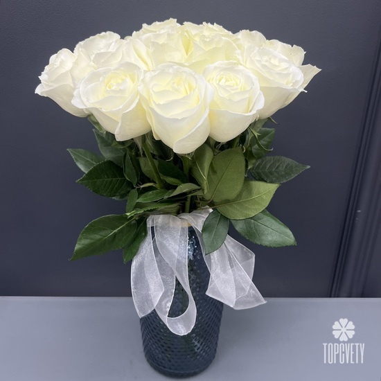 Букет из 15 белых роз  50см