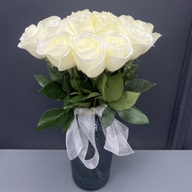 Букет из 15 белых роз  50см