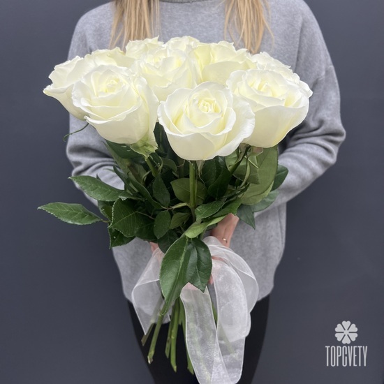 Букет из 15 белых роз  50см