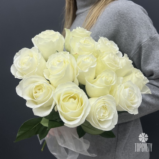 Букет из 15 белых роз  50см