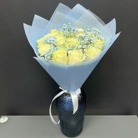 Букет из 15 белых роз 40 см