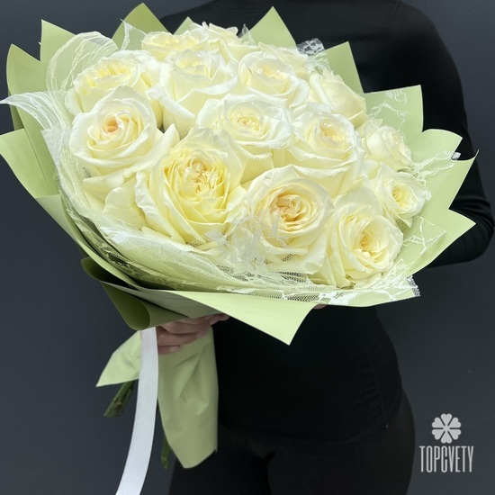 Букет из 15 белых роз Премиум