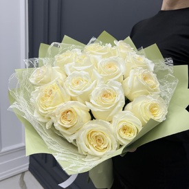 Букет из 15 белых роз Премиум