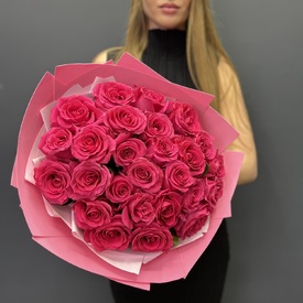 Букет из 25 розовых роз 50см