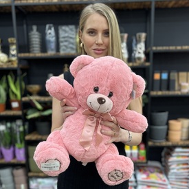 Букет из 25 розовых роз + мягкая игрушка 