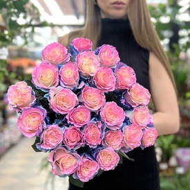 Букет из 25 розовых роз Барби Стар 60см