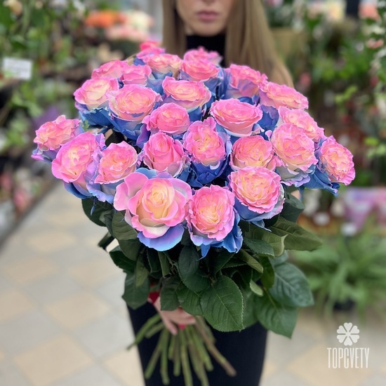 Букет из 25 розовых роз Барби Стар 60см