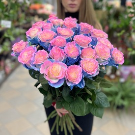 Букет из 25 розовых роз Барби Стар 60см