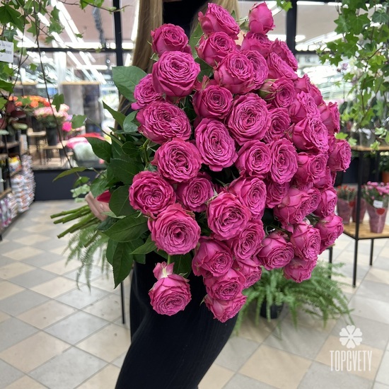 Букет из 15 кустовых пионовидных роз 80см