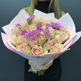 Букет из 25 розовых роз Кения