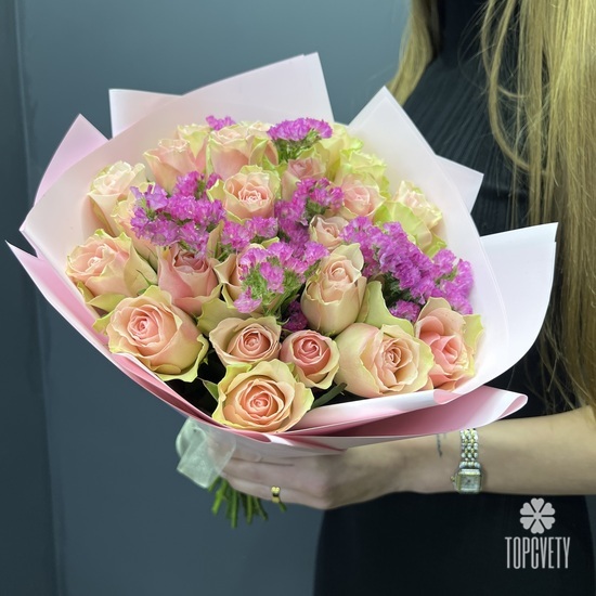 Букет из 25 розовых роз Кения