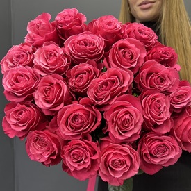 Букет из 25 розовых роз 50см