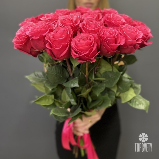 Букет из 25 розовых роз 50см