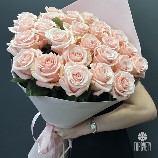 Букет из 25 розовых роз 70см