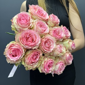Букет из 15 розовых роз Эквадор 50см