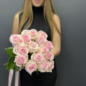 Букет из 15 розовых роз 50см