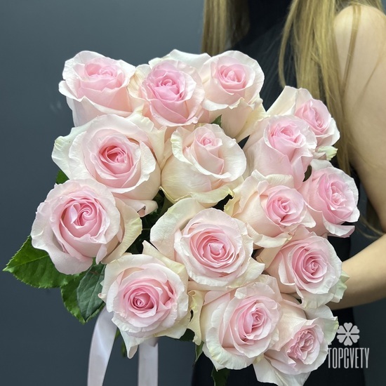 Букет из 15 розовых роз 50см