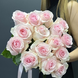 Букет из 15 розовых роз 50см