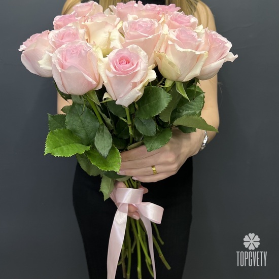 Букет из 15 розовых роз 50см