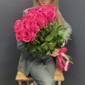 Букет из 15 розовых роз Пинк Флойд 70см