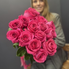 Букет из 15 розовых роз Пинк Флойд 70см
