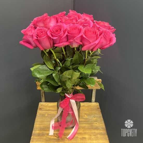 Букет из 15 розовых роз Пинк Флойд 70см
