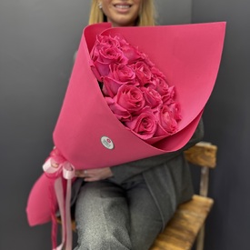 Букет из 15 розовых роз 