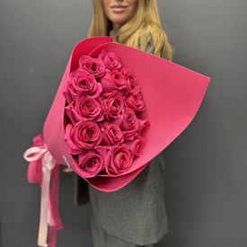 Букет из 15 розовых роз 