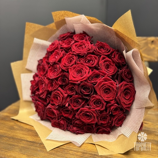 Букет из 51 красной розы Россия 40см