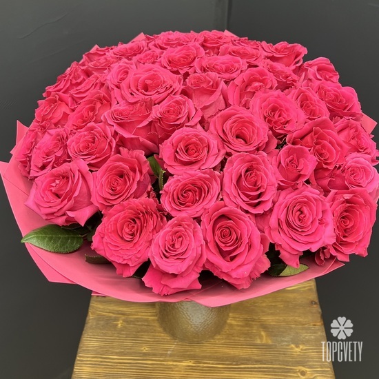 Букет из 51 розовой розы 60см