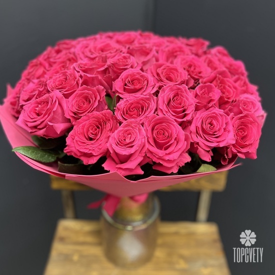 Букет из 51 розовой розы 60см