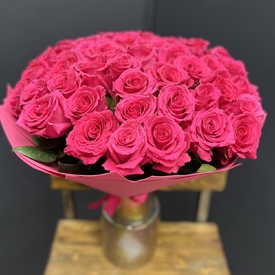 Букет из 51 розовой розы 60см