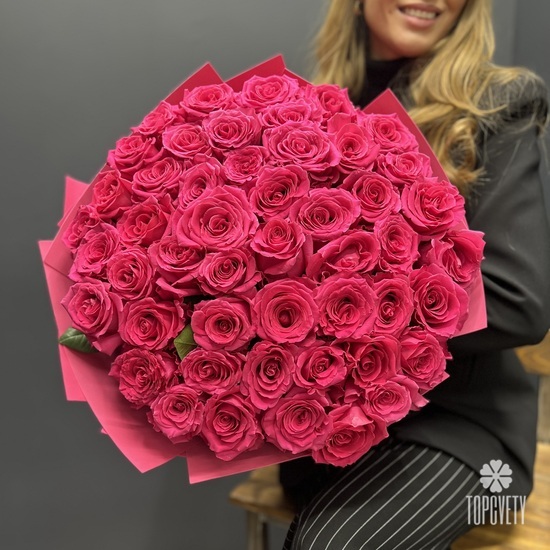 Букет из 51 розовой розы 60см