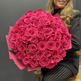 Букет из 51 розовой розы 60см