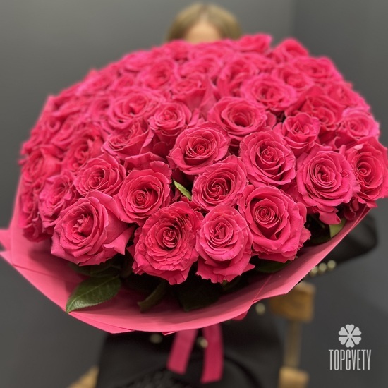 Букет из 51 розовой розы 60см