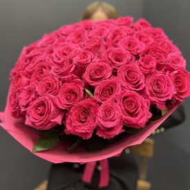 Букет из 51 розовой розы 60см
