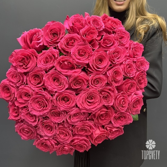 Букет из 51 розовой розы 50см