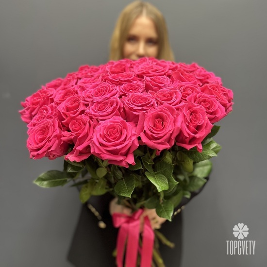 Букет из 51 розовой розы 50см