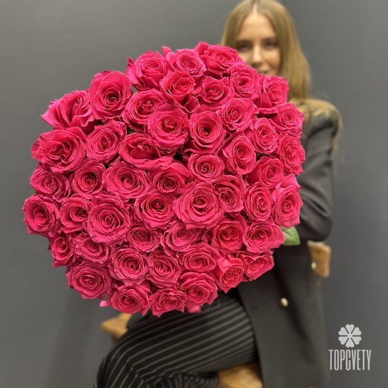 Букет из 51 розовой розы 50см