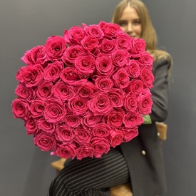 Букет из 51 розовой розы 50см