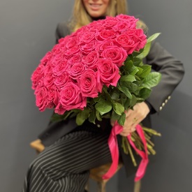Букет из 51 розовой розы 50см