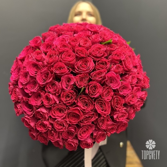 Букет из 101 розовой розы 40см