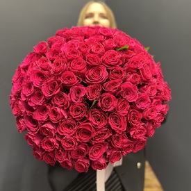 Букет из 101 розовой розы 40см