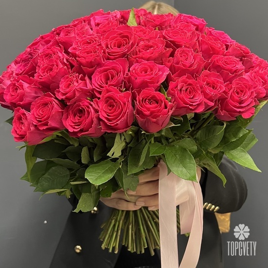 Букет из 101 розовой розы 40см
