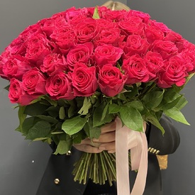 Букет из 101 розовой розы 40см