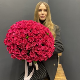 Букет из 101 розовой розы 40см